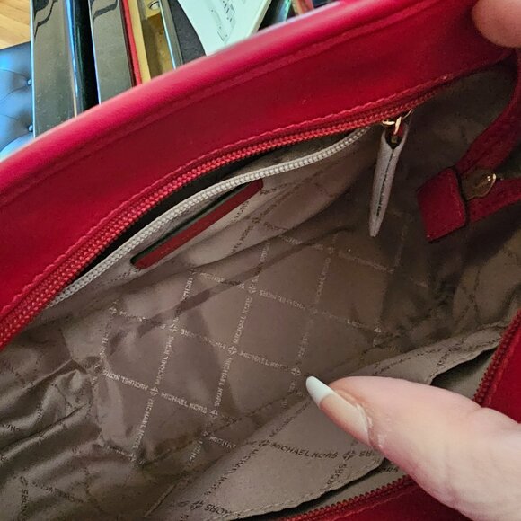 Michael Kors Jet Set Travel XS Carryall Tote Shoulder Bag MK Gold Signature Red - Picture 8 of 11